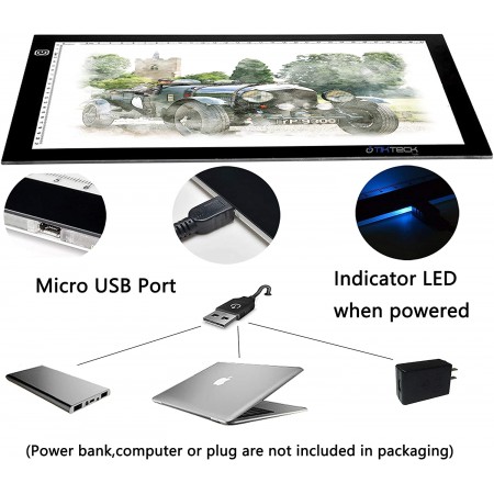 Meidong A4 Ultra-thin Portable LED Light Box Tracer USB Power Cable Dimmable Brightness LED Artcraft Tracing Light Box Light Pad for Artists Drawing Sketching Animation Stencilling X-rayViewing